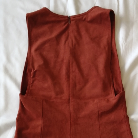Aritzia Wilfred Montbrun Faux Suede Mini A-Line Dress w Plunging Neck Size 6 - Picture 11 of 16